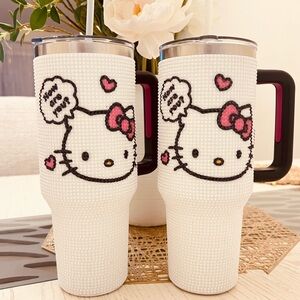 Hello Kitty White Tumbler with Pink Bow and Hearts